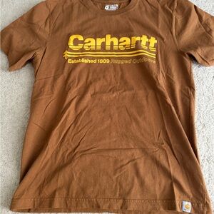 Carhartt Brown Tee with Yellow Print
